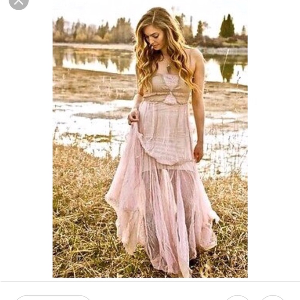 Raw edge tulle maxi dress free people